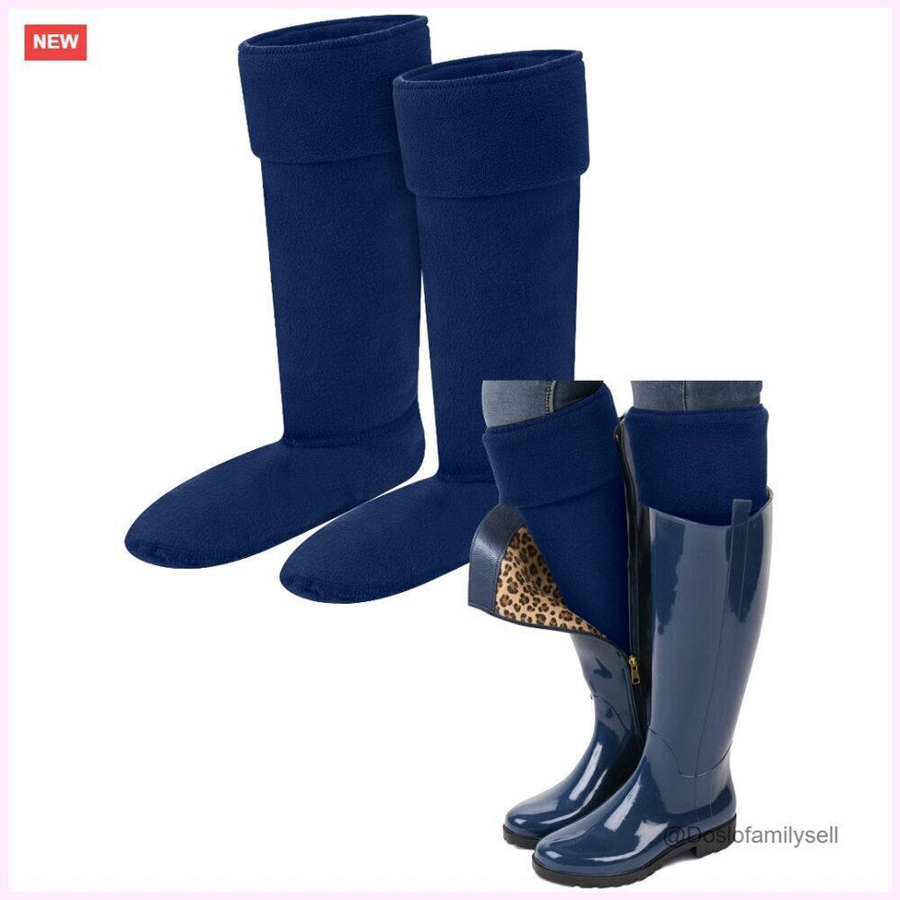 14.2 Inch Fleece Boot Socks Warm Liner for Hiking Rain Boots Unisex